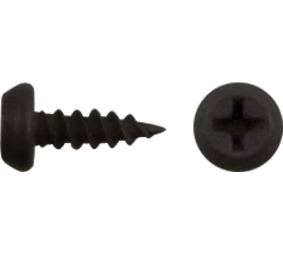 Изображение товара Саморез для крепления листового металла ХВАТ полуцилиндричекая головка, остроконечный, фосфатированный, 3.5x11, 500 шт. 22976-6