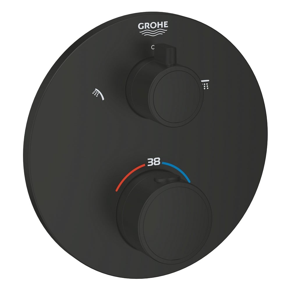 Изображение товара Grohe Grohtherm термостат для душа, круглый, матовый черный, на 2 потребителя