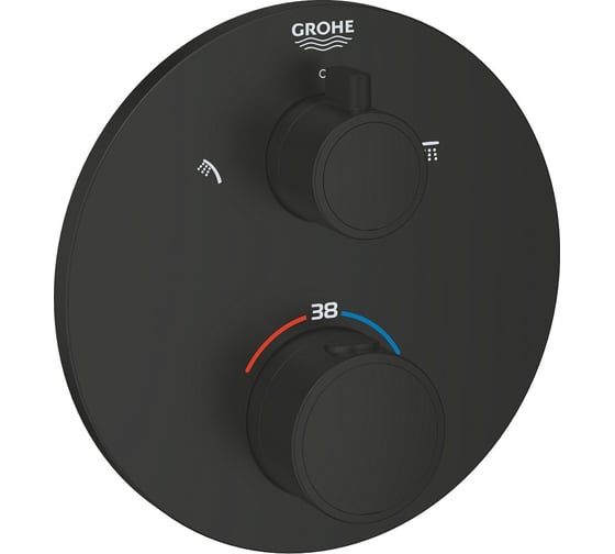 Изображение товара Внешняя часть термостата для душа Grohe Grohtherm на 2 потребителя, круглая, матовый черный 1022082430