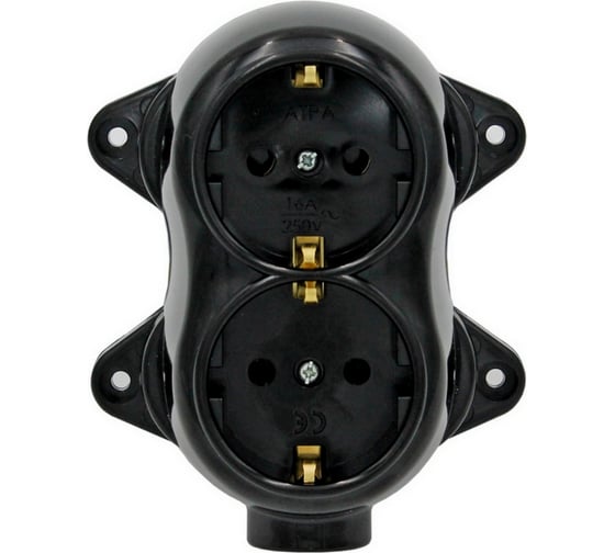 Изображение товара Двухместная розетка SVET РА16-5220 черная серия ретро SV0302-0022