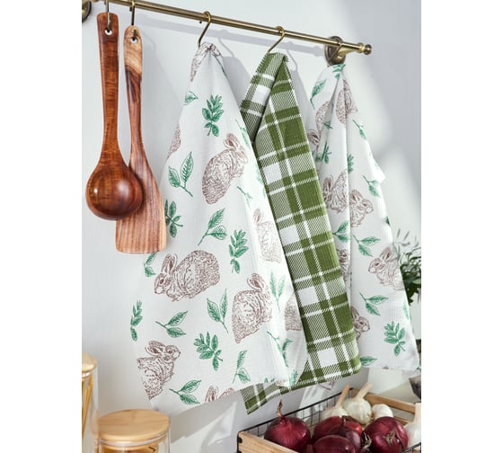 Изображение товара Набор полотенец Guten Morgen Вафельное полотно, Ушастик, 45x60 см, 3 шт. НПВ-Ушк-45-60-3