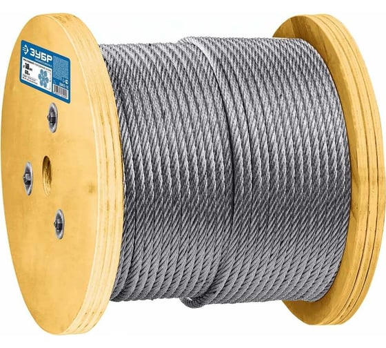Изображение товара Грузоподъемный стальной трос ЗУБР Профессионал DIN 3066, d=10 мм, L=60 м 30417-10