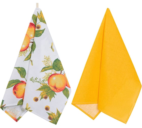 Изображение товара Набор полотенец Guten Morgen рогожка, Яблоневый цвет, набор+гл.кр., 45x60 см, 2 шт. НПр-яблцв-45-60-2