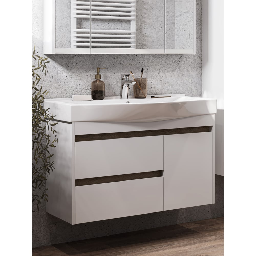 Изображение товара Тумба AQUATON Нортон 100 с раковиной Белый глянец современная серия