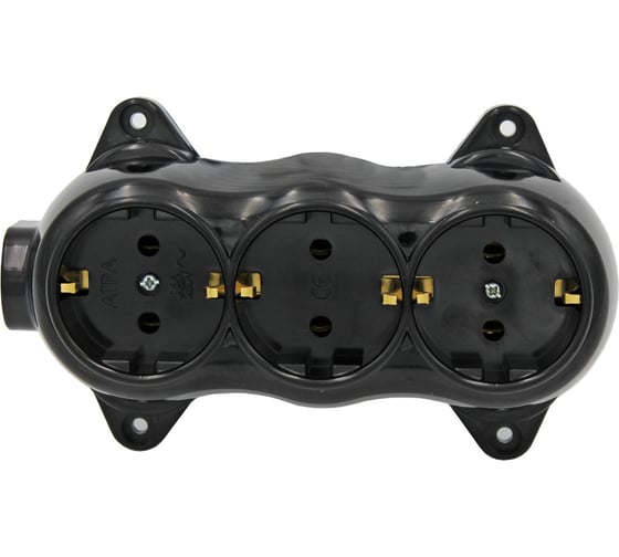 Изображение товара Трехместная розетка SVET РА16-5221 черная серия ретро SV0302-0024