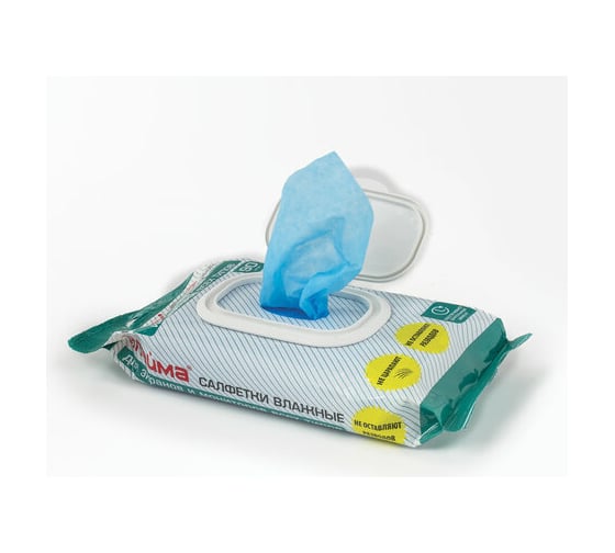 Изображение товара Влажные салфетки ЛАЙМА для экранов всех типов и оптики, клапан, 90 штук 605660