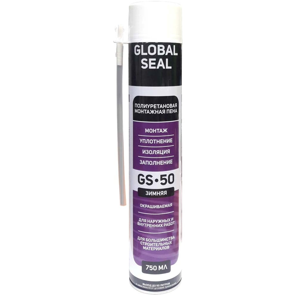 фото Монтажная пена globalseal бытовая gs-50, зимняя, 750 мл 3202118