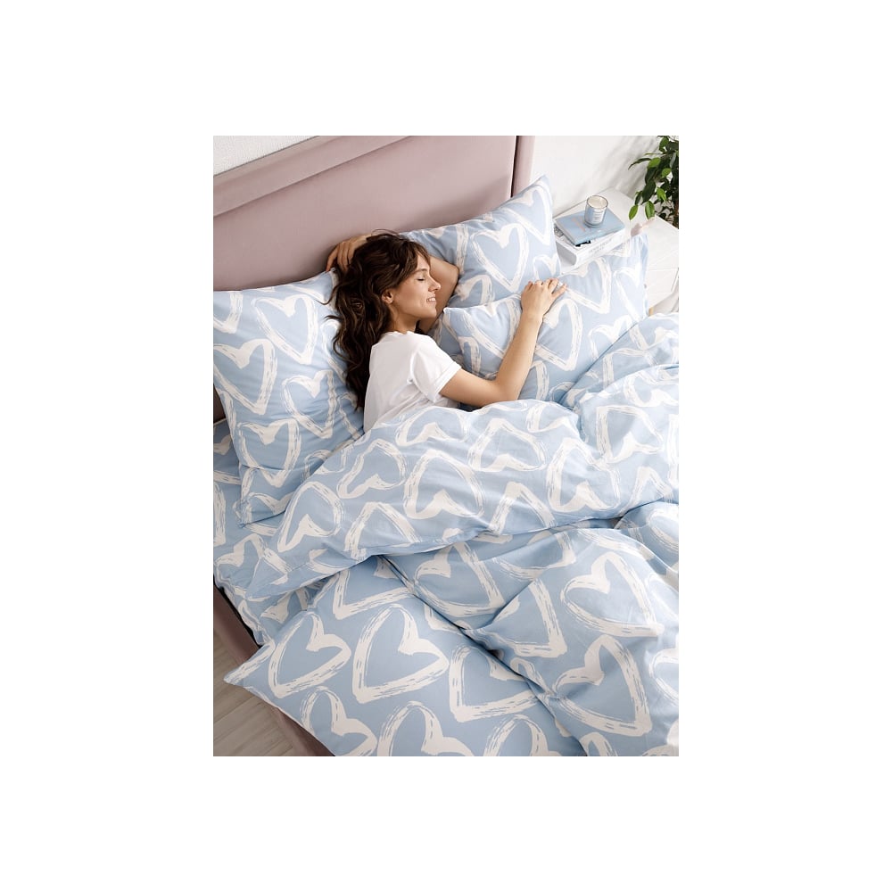Изображение товара Набор наволочек Guten Morgen из бязи Hearts 1150, 50x70 см, 2 шт, голубой и белый