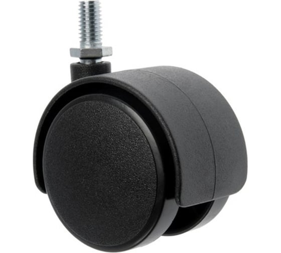 Изображение товара Мебельная колесная опора Tech-Krep D50 мм М8, поворотная, без тормоза, с резьбой, черный пластик 129978
