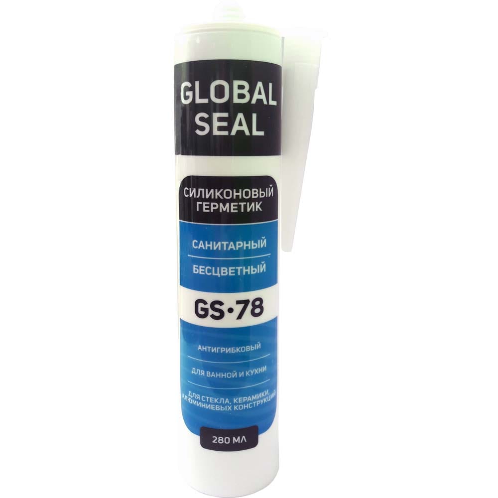 фото Силиконовый санитарный герметик globalseal gs-78, бесцветный, 280 мл, 3780011