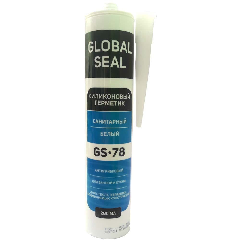 фото Силиконовый санитарный герметик globalseal gs-78, белый, 280 мл, 3780111