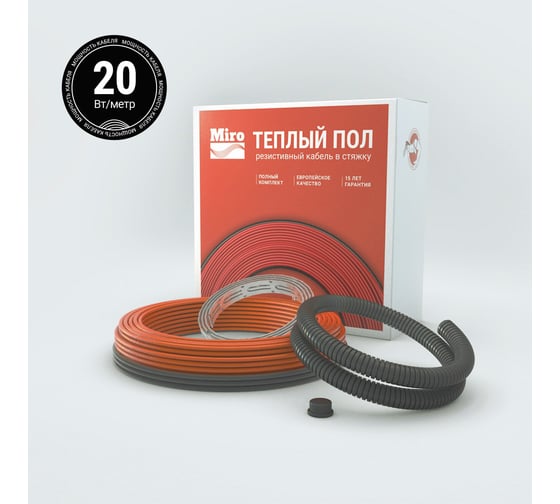 Изображение товара Теплый пол Miro кабель в плиточный клей 20 Вт/м, 600 Вт 2460