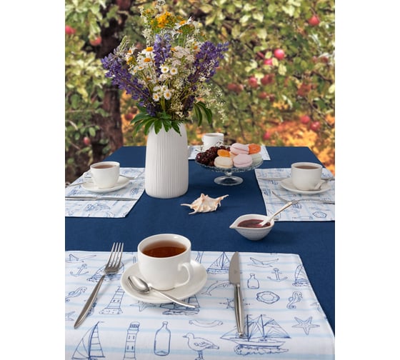 Изображение товара Набор подставок (салфеток) под приборы Guten Morgen Рогожка, Морской бриз, комби (35x45 см (2 шт.)) СС-МБ-35-45-2