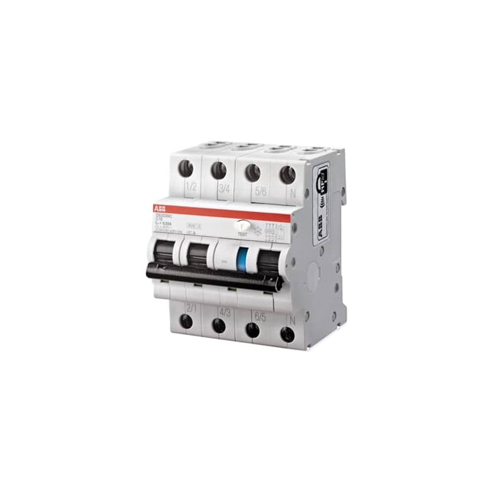 Изображение товара Автоматический дифференциальный выключатель ABB DS203NC, 3п+N, 16A, 30мA, C, тип A 2CSR256140R1164