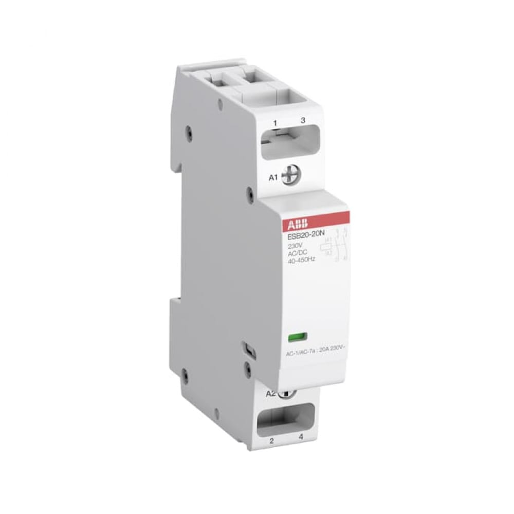 фото Контактор abb esb20-20n-01 модульный, 20а, ас-1, 2но, катушка 24в ac/dc 1sbe121111r0120