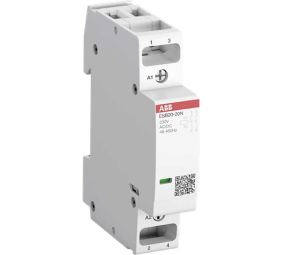 Изображение товара Контактор модульный ABB ESB20-20N-01 20А АС-1, 2НО, катушка 24В AC/DC 1SBE121111R0120