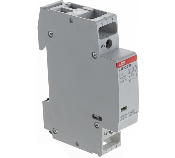 Изображение товара Контактор ABB ESB20-20N-01 модульный, 20А, АС-1, 2НО, катушка 24В AC/DC 1SBE121111R0120