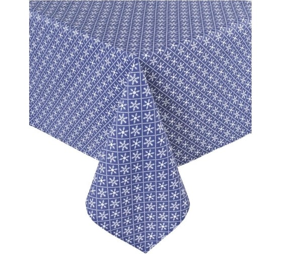 Изображение товара Скатерть Guten Morgen Рогожка, Снежинки синие, наб. (110x140 см) СР-СНЖсин-110-140