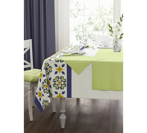 Изображение товара Кухонный набор Guten Morgen рогожка, Майолика, скатерть+салфетки, Зеленый, 110x140 см, 40x40 см, 4 шт. НКМлкЗел-110-140-40-40-4