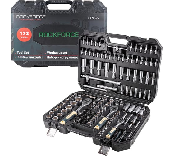 Изображение товара Набор инструментов Rockforce 1/4", 3/8", 1/2" 6-гранный 4-32мм 172 предмета RF-41723-5(46734)