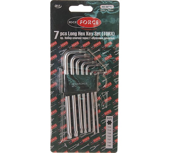 Изображение товара Набор TORX Г-образных удлиненных ключей ROCKFORCE T10-T40 7пр. RF-5071L RF-5071L(5718)