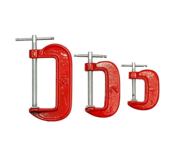 Изображение товара Набор столярных струбцин TOYA 3 предмета 25,50,75мм 38830