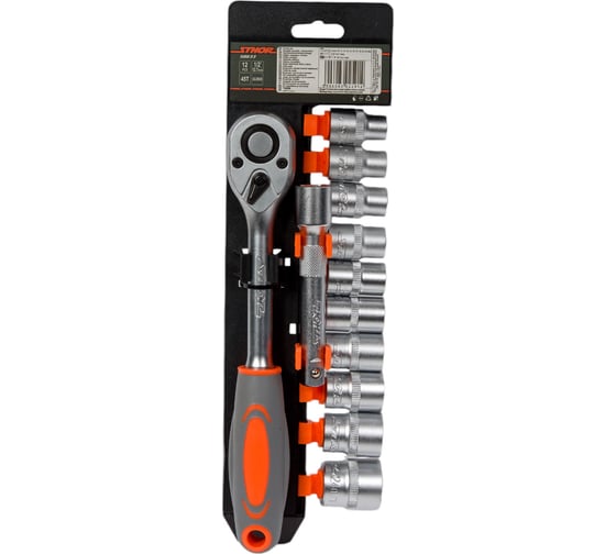 Изображение товара Набор торцовых головок STHOR 1/2 с трещоткой 12 предметов 58633