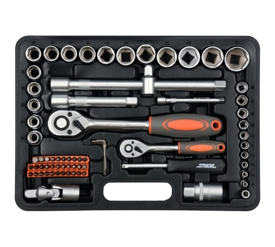 Изображение товара Набор инструментов STHOR 1/4-1/2 72 предмета пластиковый кейс 58705