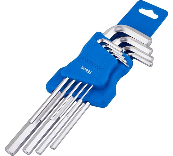 Изображение товара Набор ключей Г-образных 6-гранных длинных Forsage 9предметов, в пластиковом держателе F-5093L(6554)