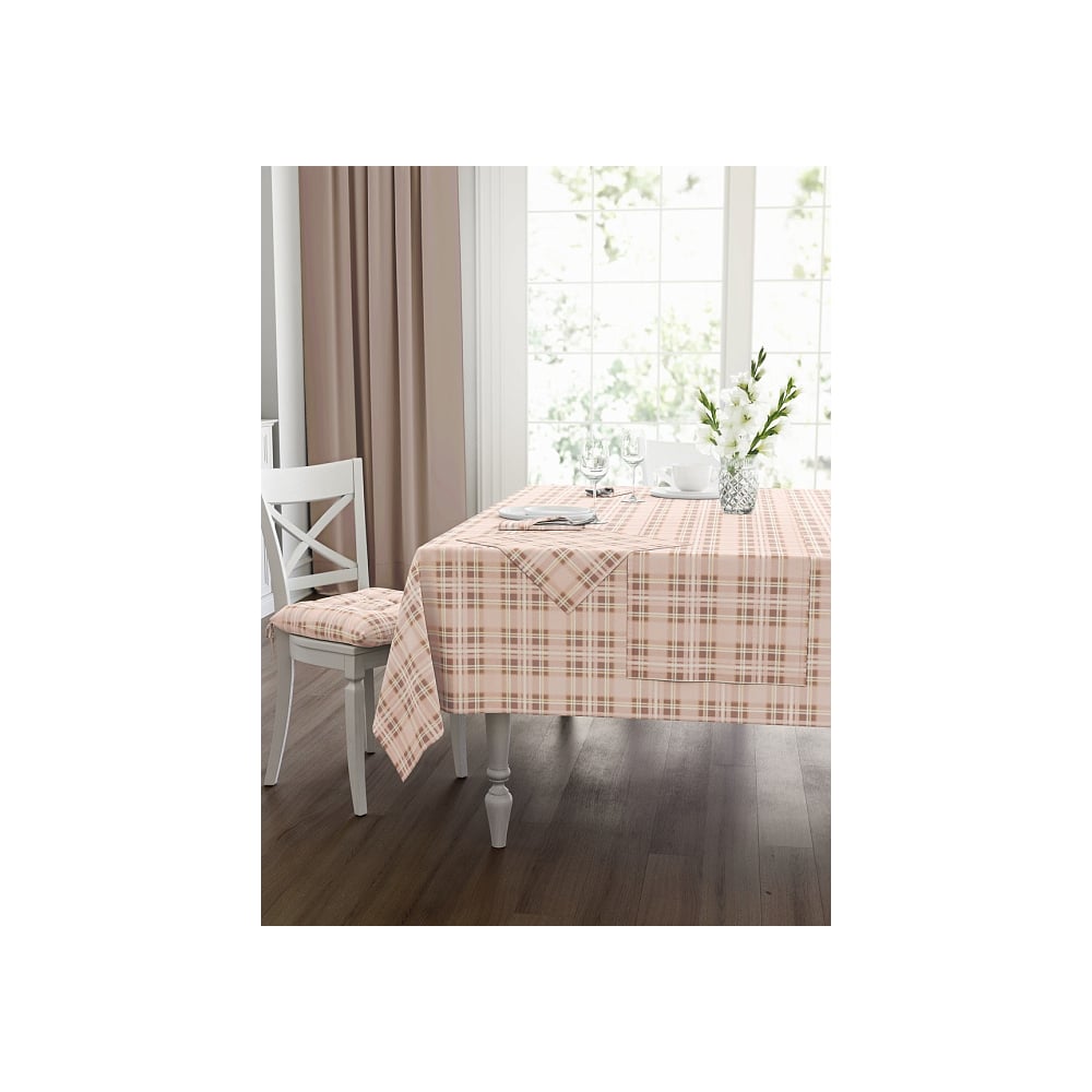 Изображение товара Скатерть Guten Morgen рогожка клетка розовая 140x180 см