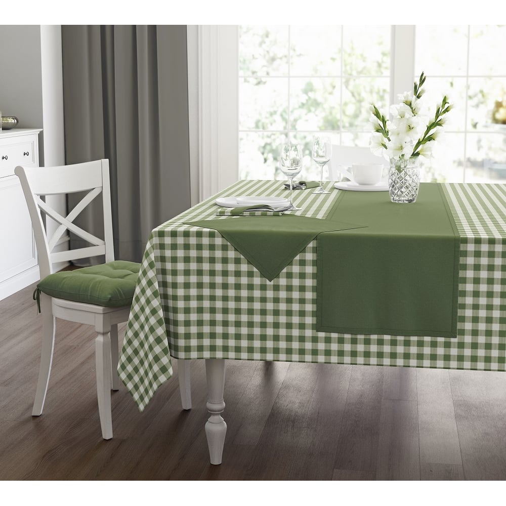 Изображение товара Скатерть Guten Morgen рогожка Клетка зеленая 150x220 см