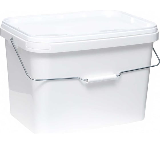 Изображение товара Прямоугольное ведро с белой крышкой Тара.ру п/п, 20 л, белое 21385