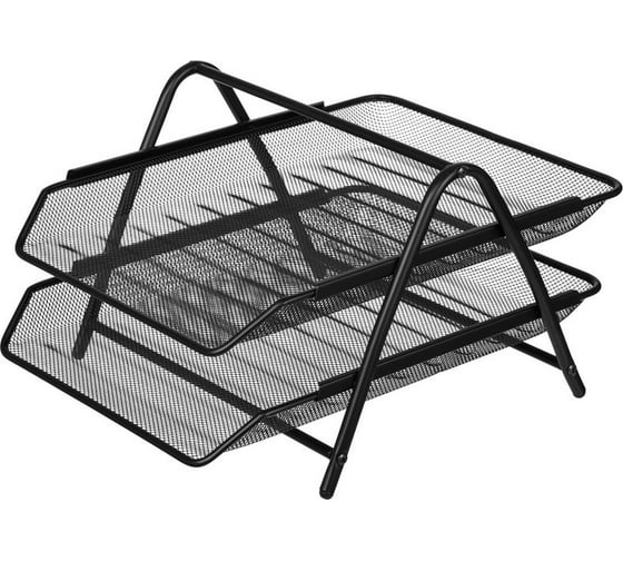 Изображение товара Горизонтальный лоток для бумаг Attache двухуровневый, металлическая сетка, чёрный 688770