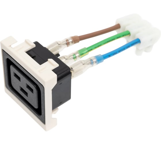 Изображение товара Розетка LANMASTER IEC 60320 C19, 16A, 250V, формата Mosaic, 45x45 мм LAN-SIP-23IEC-C19