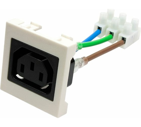 Изображение товара Розетка LANMASTER IEC 60320 C13, 10A, 250V, формата Mosaic, 45x45 мм LAN-SIP-23IEC-C13