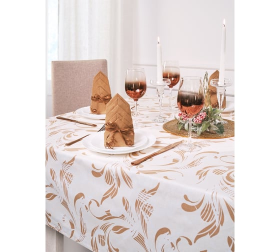 Изображение товара Скатерть Guten Morgen рогожка, Завитки, набор, 140x180 см СкРЗв-140-180