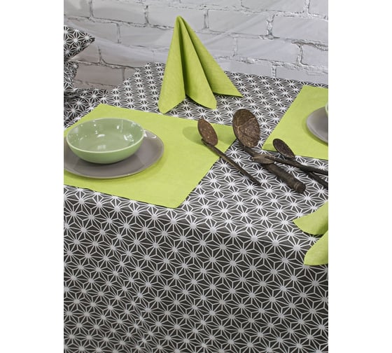 Изображение товара Скатерть Guten Morgen рогожка, Абстракция серая, набор 140x150 см СР-АС-140-150