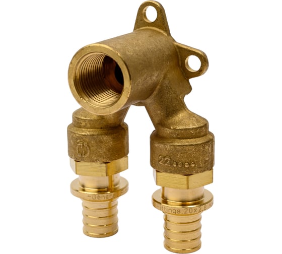 Изображение товара Настенный угольник Elsen проточный, двойной, 20, 1/2В, латунь EFA25.20-12WBD