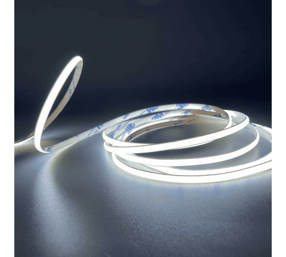 Изображение товара Светодиодная лента Geniled 5м 24В 9Вт/м 6000К COB холодная подсветка 320 led/m IP33 5мм 03611