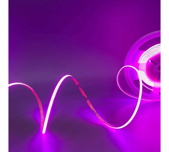 Изображение товара Светодиодная лента Geniled фиолетовая 3м 24В 9Вт/м COB подсветка 320 led/m IP33 5мм 03615