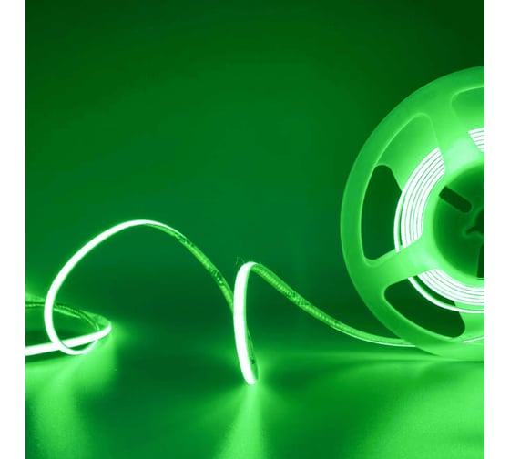 Изображение товара Светодиодная лента Geniled зеленая 3м 24В 9Вт/м COB подсветка 320 led/m IP33 5мм 03613