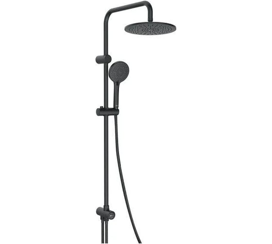 Изображение товара Душевой гарнитур без смесителя Lemark, c верхней душ. лейкой Тропический дождь 225 мм, чёрный LM8809BL