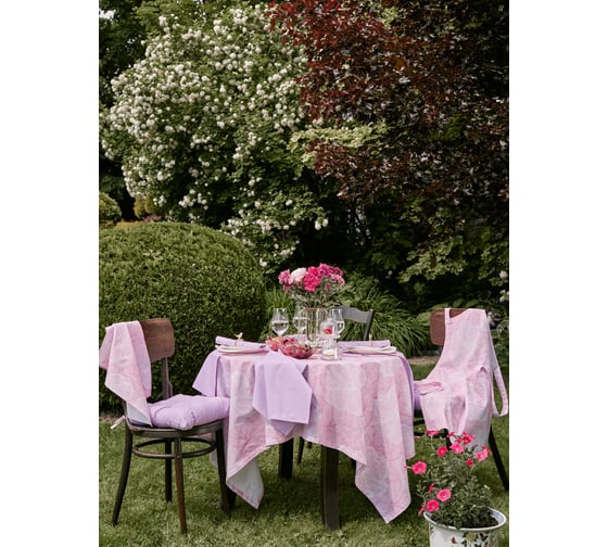 Изображение товара Скатерть Guten Morgen рогожка, Lovely flower, наб., Розовый, 110x140 см Ск-ЛФР-110-140