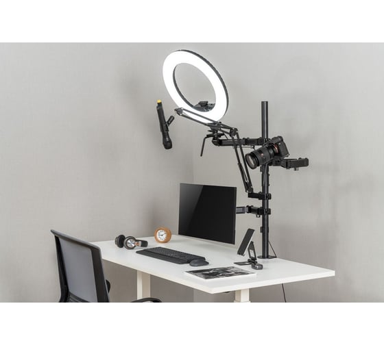 Изображение товара Кронштейн Digis DSM-DC41 настольный для студии 4 в 1, VESA макс. 100x100 нагрузка до 9 кг для монитора и до 7 кг для камеры и освещения 0 65624