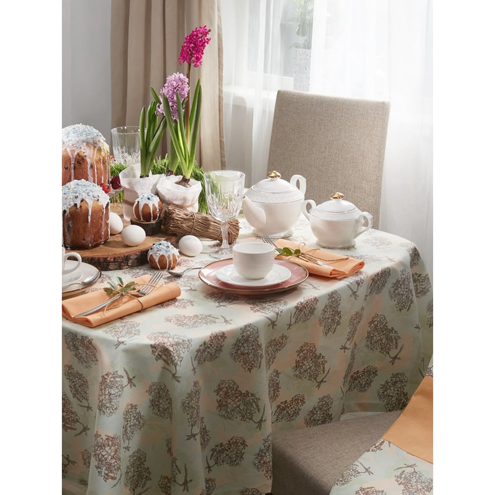 Изображение товара Скатерть Guten Morgen рогожка, бежево-коричневая, 140x180 см