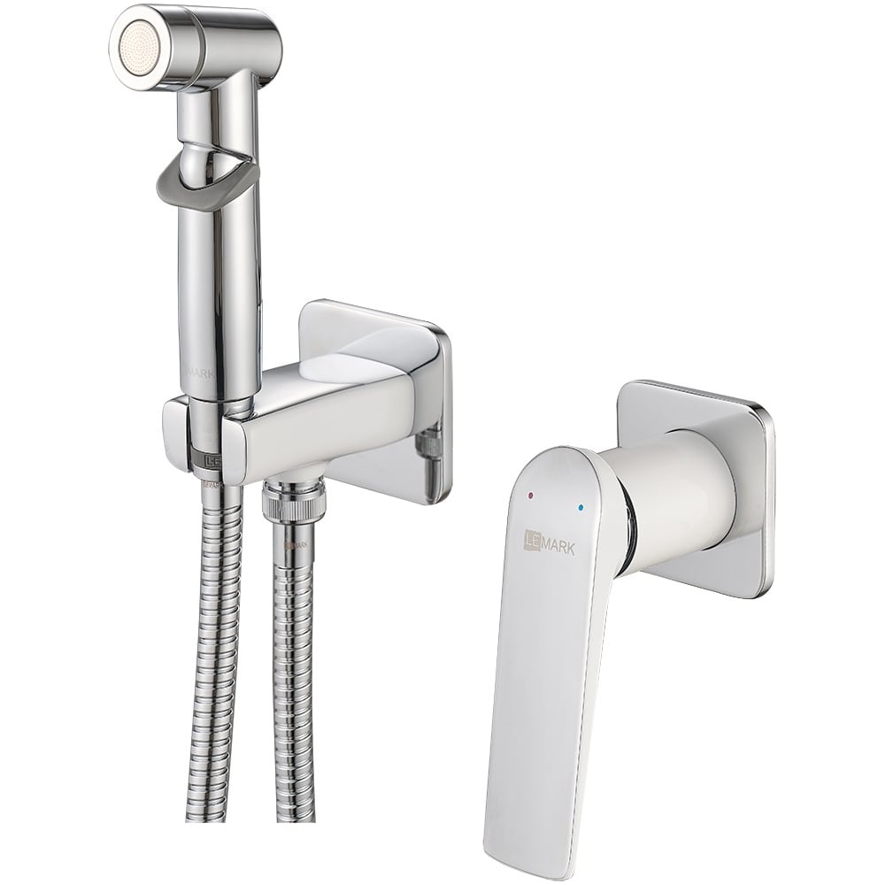 Изображение товара Смеситель с гигиеническим душем Lemark Аллегро хром белый встраиваемый