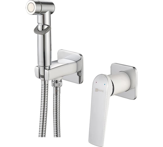 Изображение товара Смеситель с гигиеническим душем, встраиваемый Lemark Аллегро, хром/белый LM5920CW