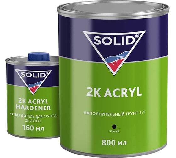 Изображение товара Наполнительный грунт SOLID 2K ACRYL WHITE (800+160 мл) 5+1, цвет: белый, в комплекте с отвердителем 336.0816.01
