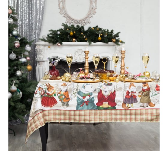 Изображение товара Набор столовый Этель Winter holidays скатерть 150x110см +/-3 см с ГМВО, салфетки 40x40 см 4 шт, 100% хлопок 4496653