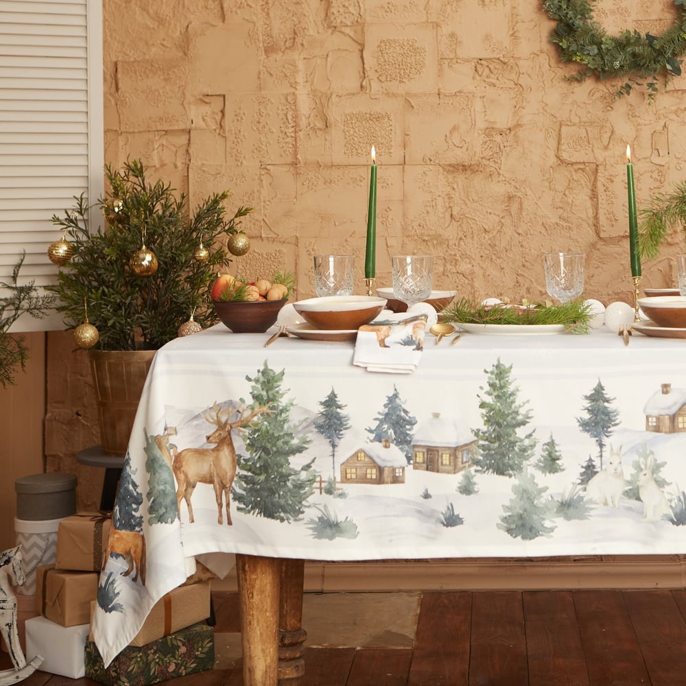 Изображение товара Скатерть Этель Forest Animals 150x110 см хлопок с изображением животных